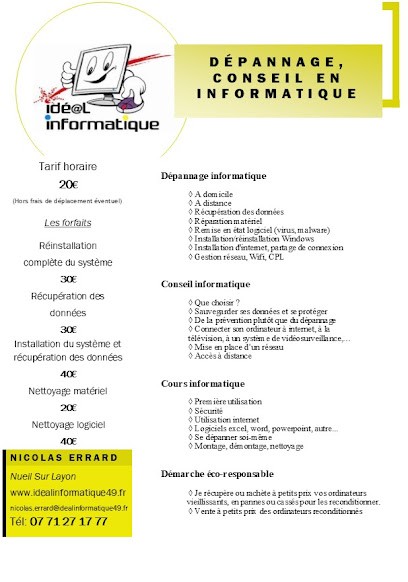 Idéal Informatique - Nicolas Errard, Service de Support Informatique à Lys-Haut-Layon