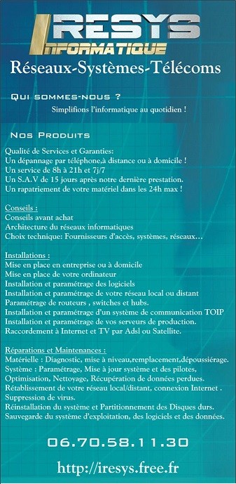 IRESYS INFORMATIQUE, Service de Support Informatique à Saint-Geniès-Bellevue