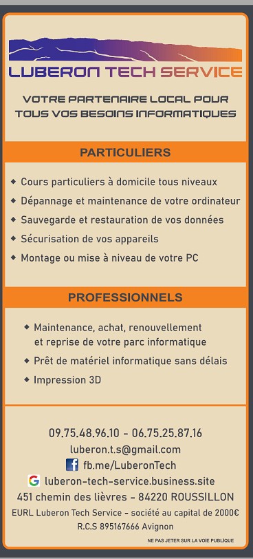 Luberon Tech Service, Service de Support Informatique à Roussillon